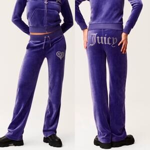 Juicy Couture x Ganni Purple Velour Straight Leg Sweatpants S Y2K